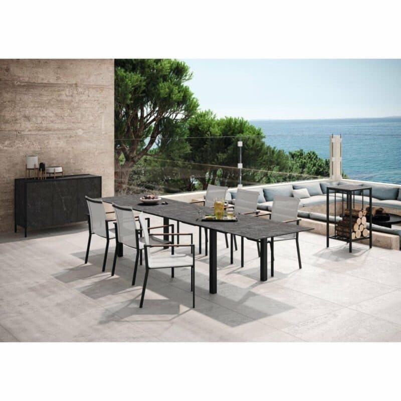 Zumsteg "Spezia" Ausziehtisch, Gestell Edelstahl anthrazit, Tischplatte Keramik (Dekor abweichend)