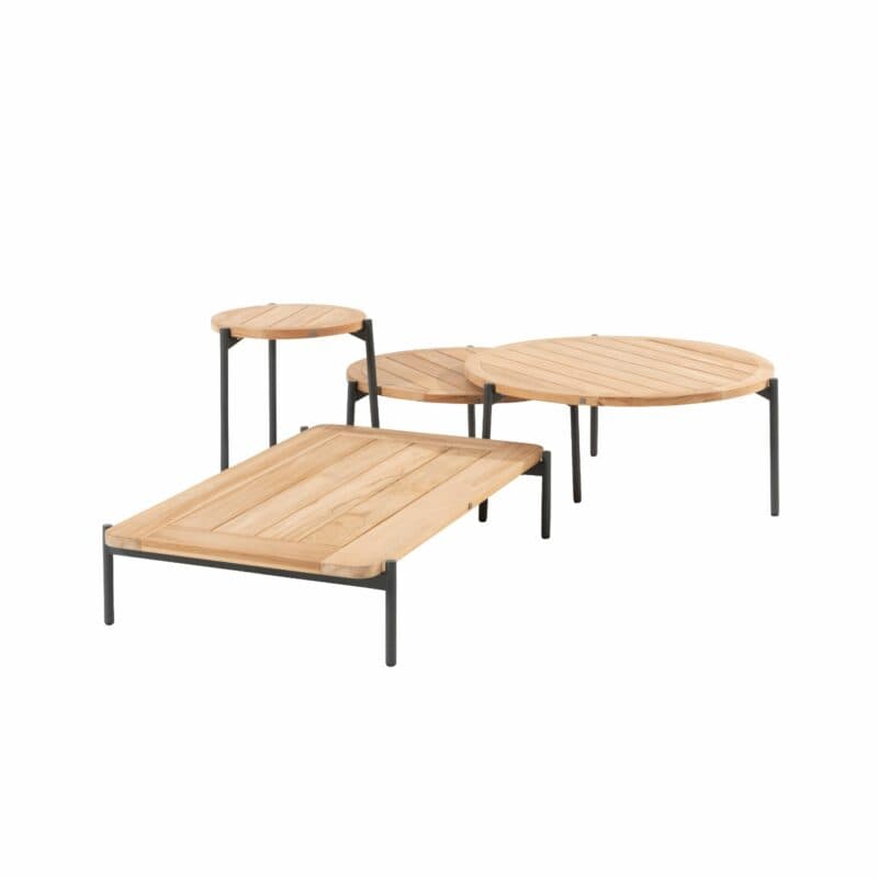 4Seasons Outdoor "Yoga" Beistelltisch & Loungetische, Gestell Aluminium anthrazit, Tischplatte Premium Teak