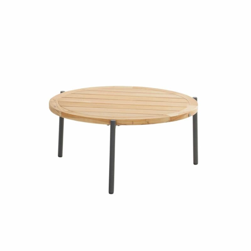 4Seasons Outdoor "Yoga" Loungetisch rund 73 cm, Gestell Aluminium anthrazit, Tischplatte Premium Teak