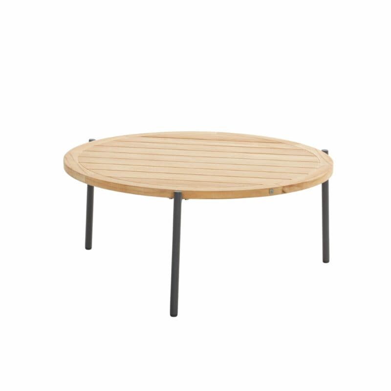 4Seasons Outdoor "Yoga" Loungetisch rund 90 cm, Gestell Aluminium anthrazit, Tischplatte Premium Teak