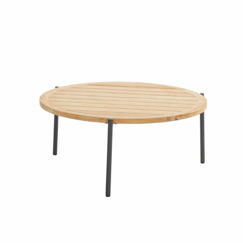 4Seasons Outdoor "Yoga" Loungetisch rund 90 cm, Gestell Edelstahl anthrazit, Tischplatte Premium Teak