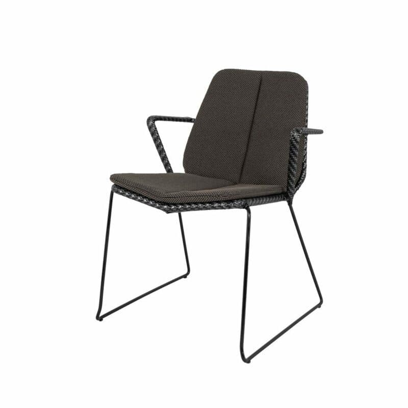 Cane-line "Vision" Gartenstuhl, Geflecht schwarz/anthrazit mit Kissen Focus dunkelgrau