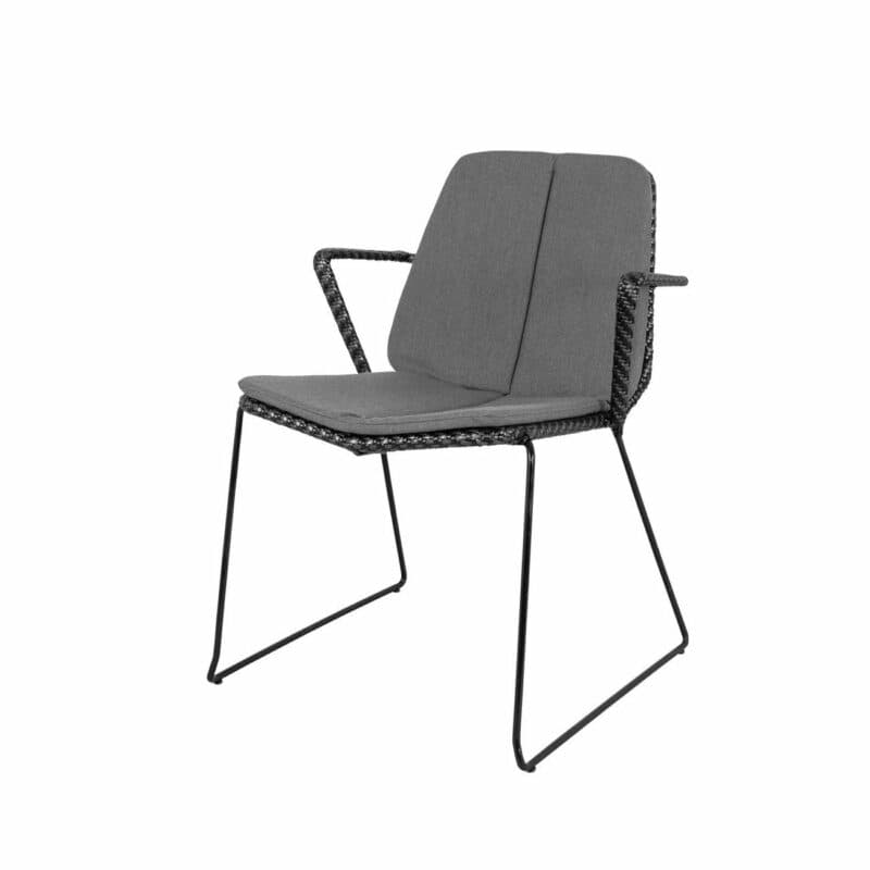 Cane-line "Vision" Gartenstuhl, Geflecht schwarz/anthrazit mit Kissen Natté dunkelgrau