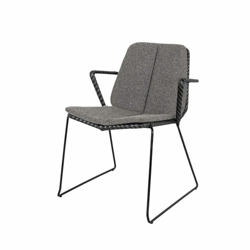 Cane-line "Vision" Gartenstuhl, Geflecht schwarz/anthrazit mit Kissen Wove dunkelgrau