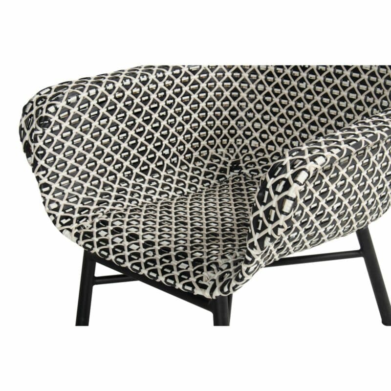 Hartman "Delphine" Lounge Chair, Alu carbon black, Geflecht nouveaux rotin schwarz/weiß