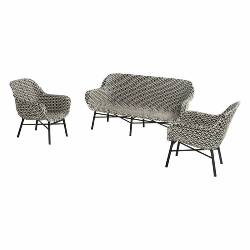 Hartman "Delphine" Loungeset, Alu carbon black, Geflecht nouveaux rotin schwarz/weiß
