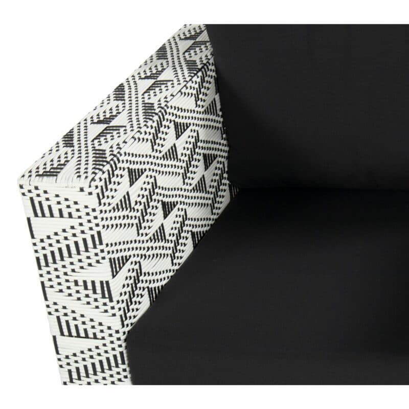 Hartman "Maledives" Loungesessel, Untergestell Alu, Kunststoffgeflecht schwarz-weiß, Kissenset schwarz
