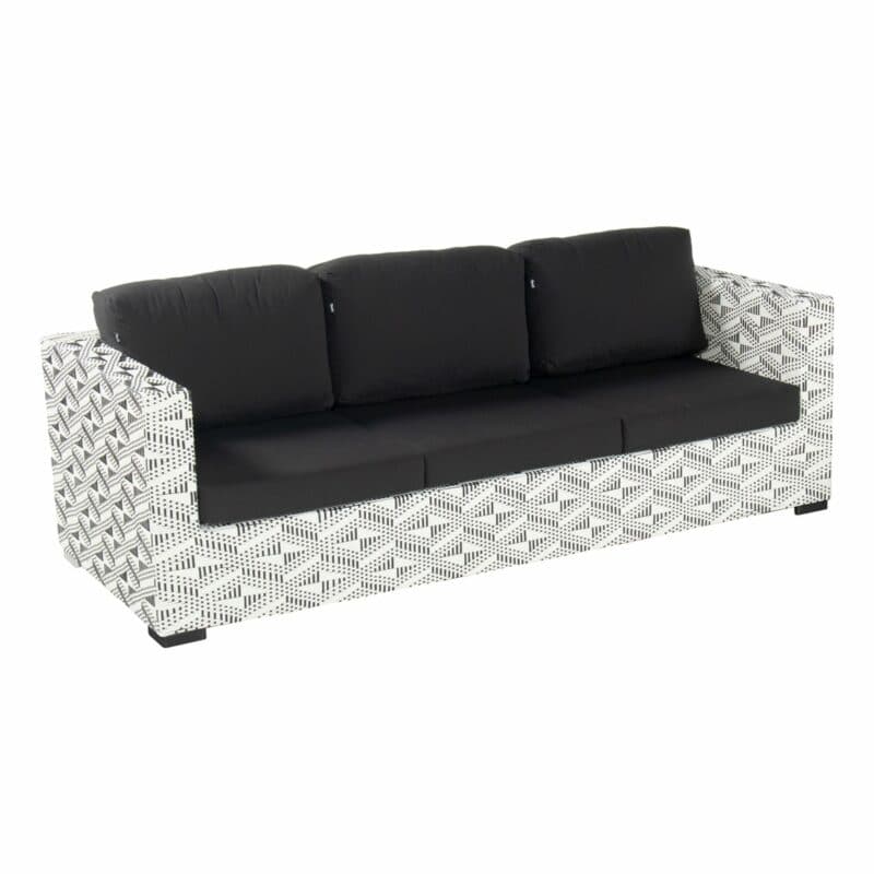 Hartman "Maledives" Loungesofa, Untergestell Alu, Kunststoffgeflecht schwarz-weiß, Kissenset schwarz