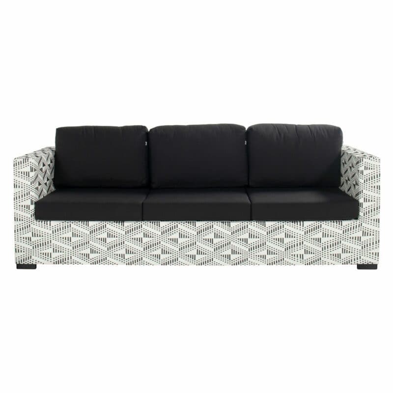 Hartman "Maledives" Loungesofa, Untergestell Alu, Kunststoffgeflecht schwarz-weiß, Kissenset schwarz