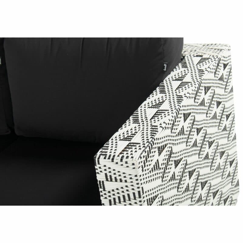 Hartman "Maledives" Loungesofa, Untergestell Alu, Kunststoffgeflecht schwarz-weiß, Kissenset schwarz