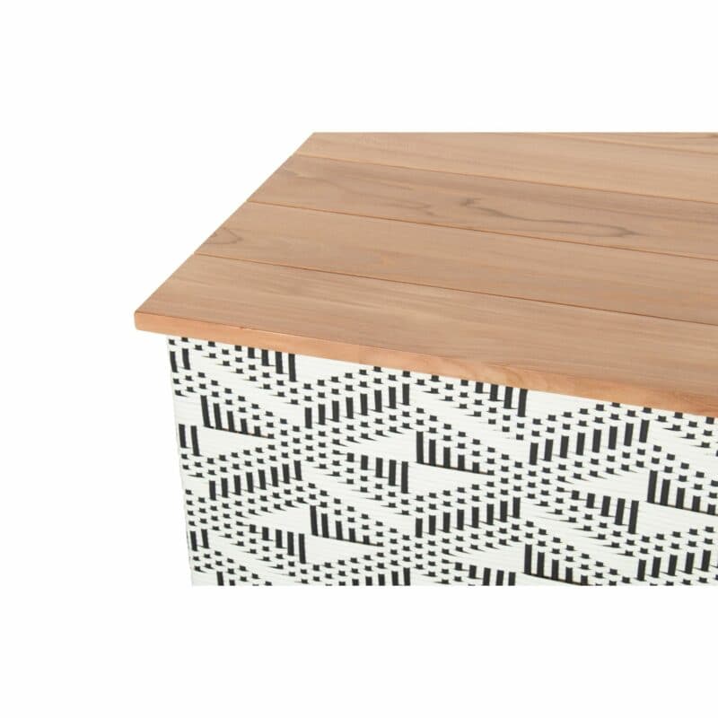 Hartman "Maledives" Loungetisch, Untergestell Alu, Kunststoffgeflecht schwarz-weiß, Tischplatte Teak