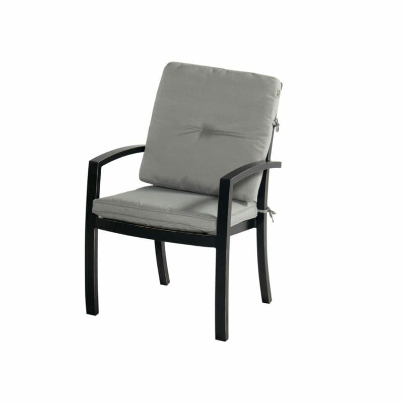 Hartman "Rosario" Diningsessel, Gestell Aluminium-Guss riven grey, Sitz- und Rückenkissen light grey