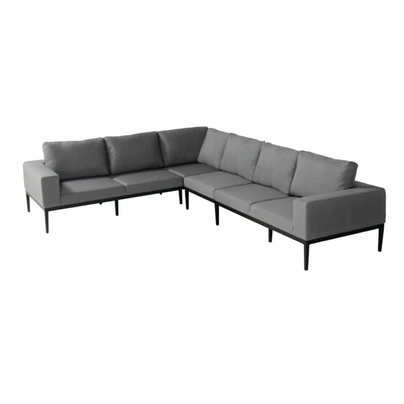 Hartman "Sven" Ecklounge mit langer Seite links, Alu schwarz, Bezug Sunbrella Mid Grey QuickDry