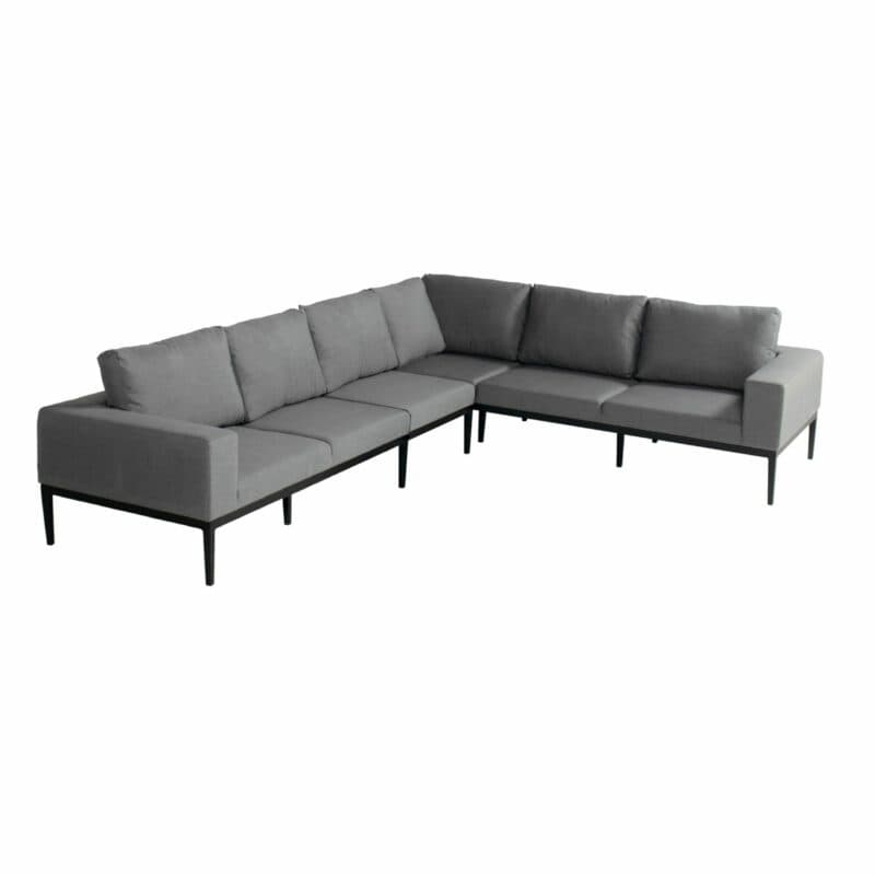 Hartman "Sven" Ecklounge mit langer Seite rechts, Alu schwarz, Bezug Sunbrella Mid Grey QuickDry