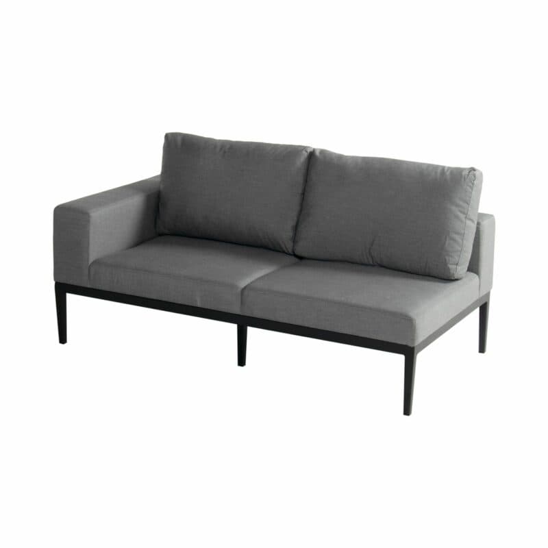 Hartman "Sven" Seitenteil 2-sitzig, Armlehne rechts, Aluminium schwarz, Bezug Sunbrella Mid Grey QuickDry