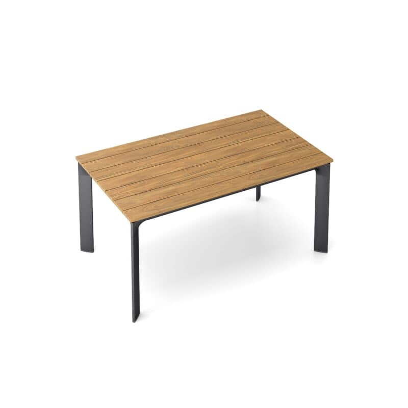 Kettler "Diamond" Gartentisch 160x95 cm, Gestell Aluminium anthrazit, Tischplatte mit Teakholz-Leisten