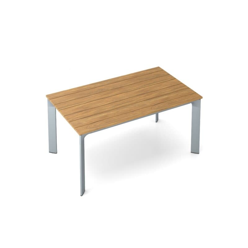 Kettler "Diamond" Gartentisch 160x95 cm, Gestell Aluminium silber, Tischplatte mit Teakholz-Leisten