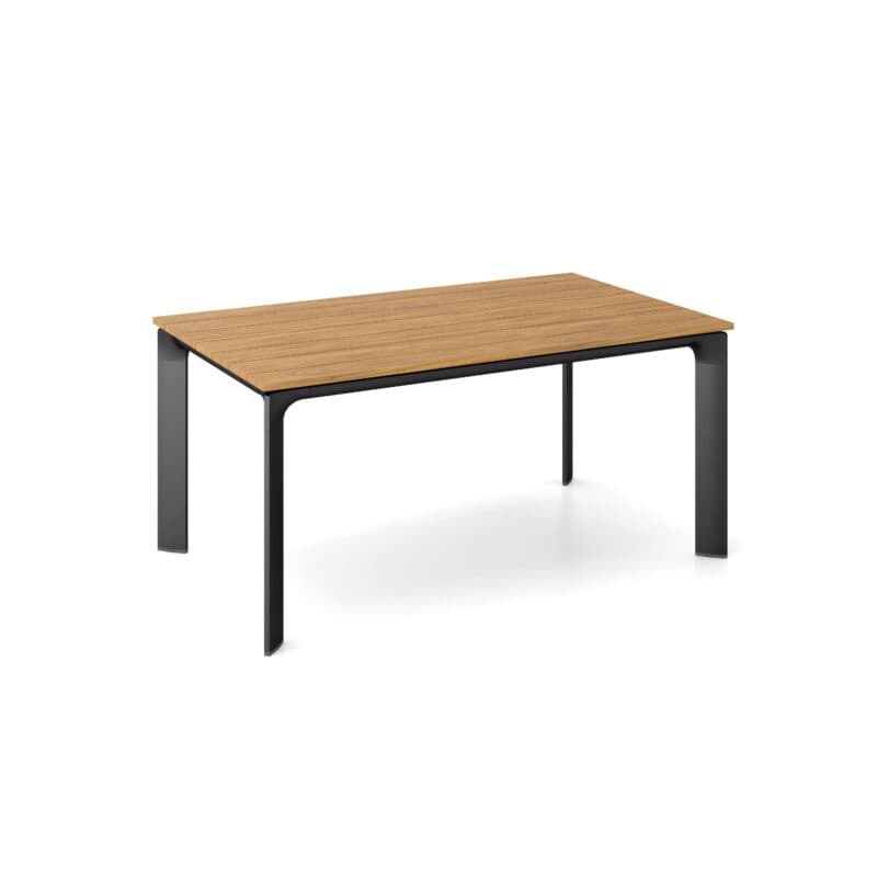 Kettler "Diamond" Gartentisch 160x95 cm, Gestell Aluminium anthrazit, Tischplatte mit Teakholz-Leisten