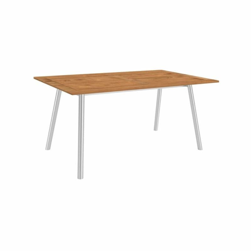 Stern "Interno" Gartentisch, Gestell Edelstahl, Rundrohr, Tischplatte Teakholz, 180x100 cm