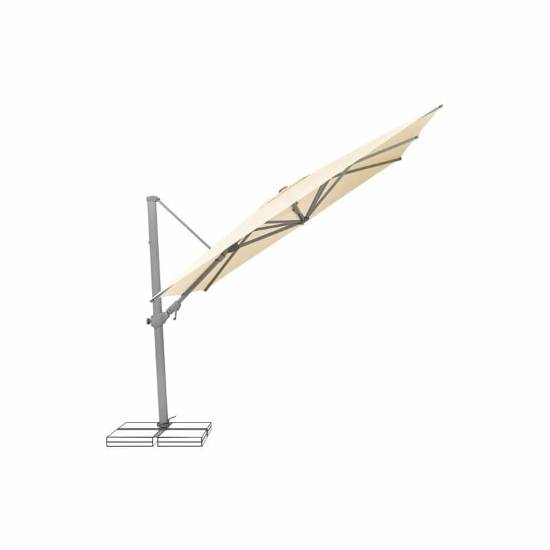 SUNCOMFORT® by GLATZ, Sonnenschirm "Varioflex", Gestellfarbe Texture silver, 300 x 300 cm, Dessin 040 - Ecru