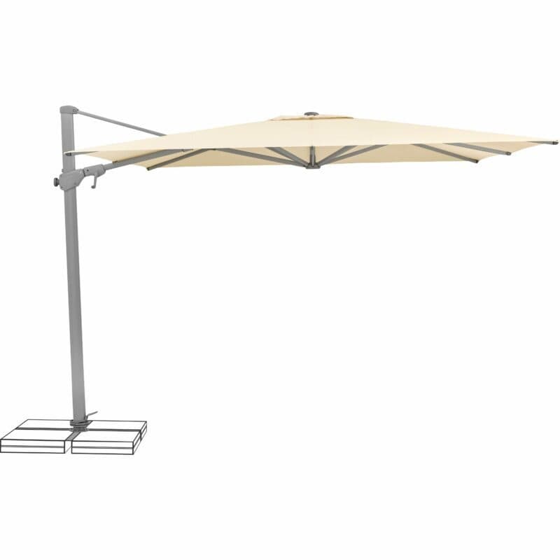 SUNCOMFORT® by GLATZ, Sonnenschirm "Varioflex", Gestellfarbe Texture silver, 300 x 300 cm, Dessin 040 - Ecru