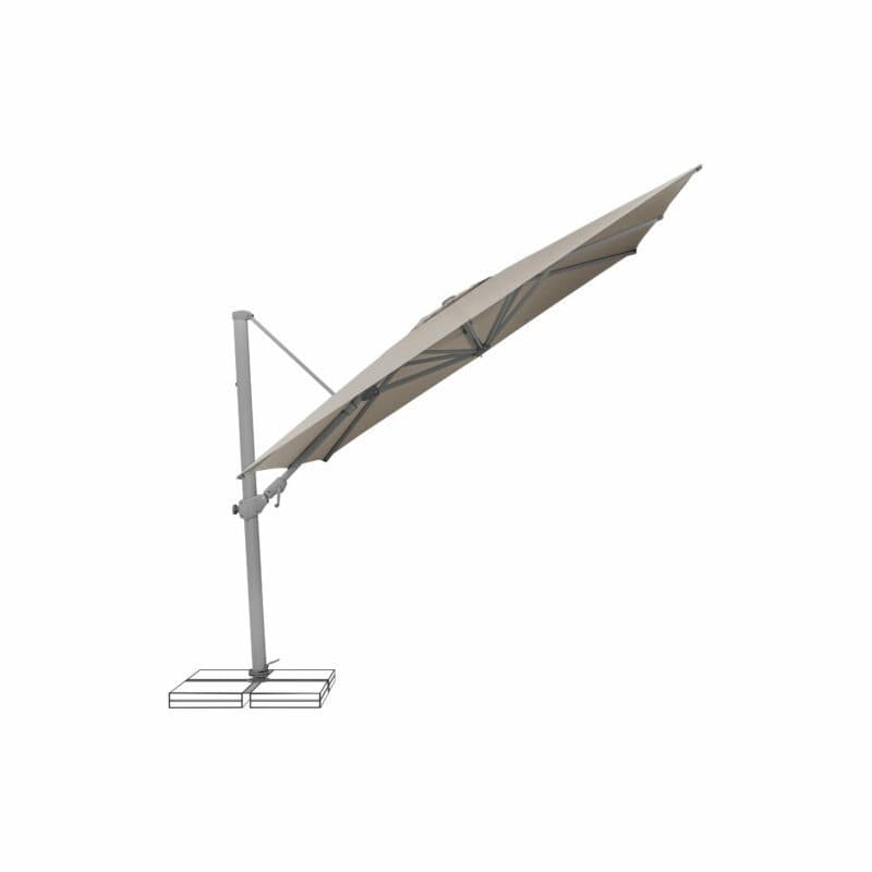 SUNCOMFORT® by GLATZ, Sonnenschirm "Varioflex", Gestellfarbe Texture silver, 300 x 300 cm, Dessin 053 - Light taupe