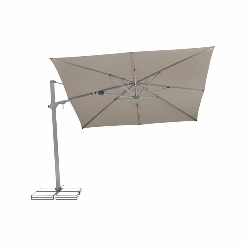 SUNCOMFORT® by GLATZ, Sonnenschirm "Varioflex", Gestellfarbe Texture silver, 300 x 300 cm, Dessin 053 - Light taupe