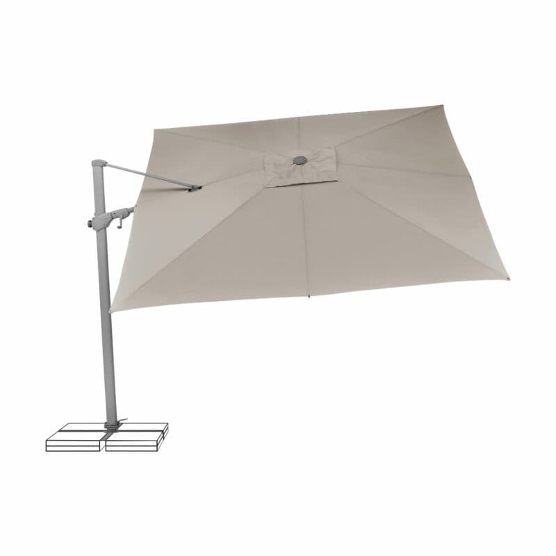 SUNCOMFORT® by GLATZ, Sonnenschirm "Varioflex", Gestellfarbe Texture silver, 300 x 300 cm, Dessin 053 - Light taupe