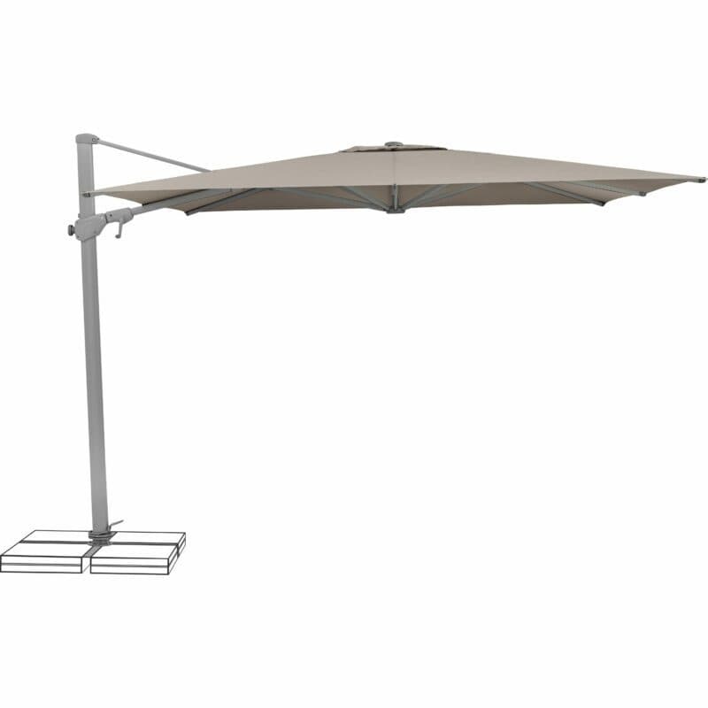 SUNCOMFORT® by GLATZ, Sonnenschirm "Varioflex", Gestellfarbe Texture silver, 300 x 300 cm, Dessin 053 - Light taupe