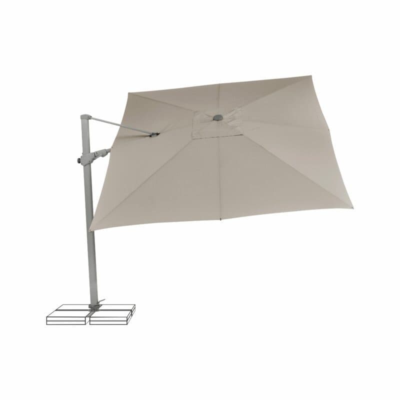 SUNCOMFORT® by GLATZ, Sonnenschirm "Varioflex", Gestellfarbe Texture silver, 330 x 270 cm, Dessin 053 - Light taupe