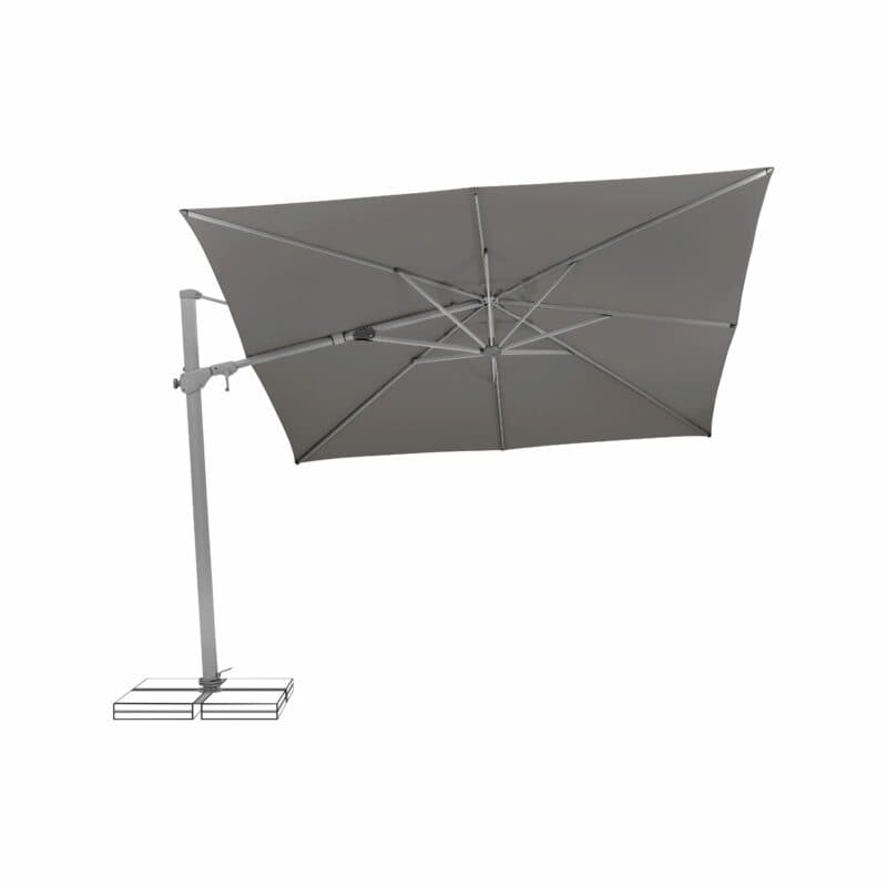 SUNCOMFORT® by GLATZ, Sonnenschirm "Varioflex", Gestellfarbe Texture silver, 300 x 300 cm, Dessin 057- Stonegrey
