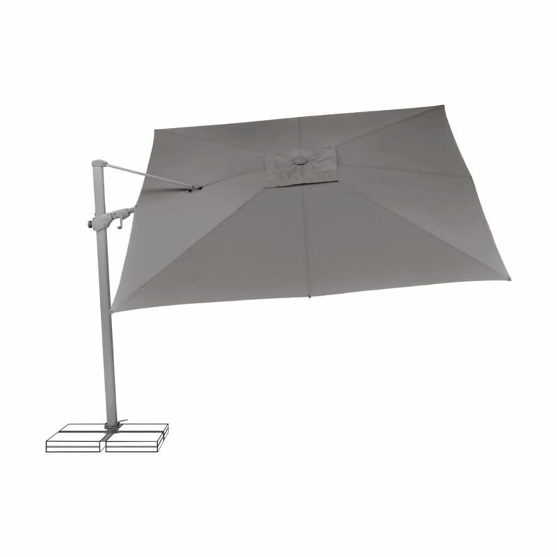 SUNCOMFORT® by GLATZ, Sonnenschirm "Varioflex", Gestellfarbe Texture silver, 300 x 300 cm, Dessin 057- Stonegrey