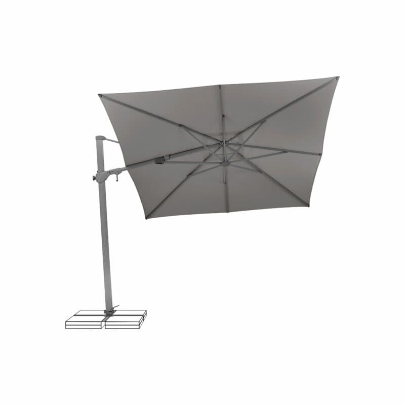SUNCOMFORT® by GLATZ, Sonnenschirm "Varioflex", Gestellfarbe Texture silver, 330 x 270 cm, Dessin 057- Stonegrey