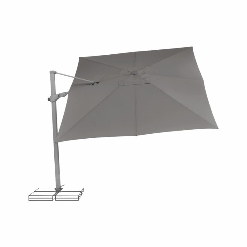 SUNCOMFORT® by GLATZ, Sonnenschirm "Varioflex", Gestellfarbe Texture silver, 330 x 270 cm, Dessin 057- Stonegrey