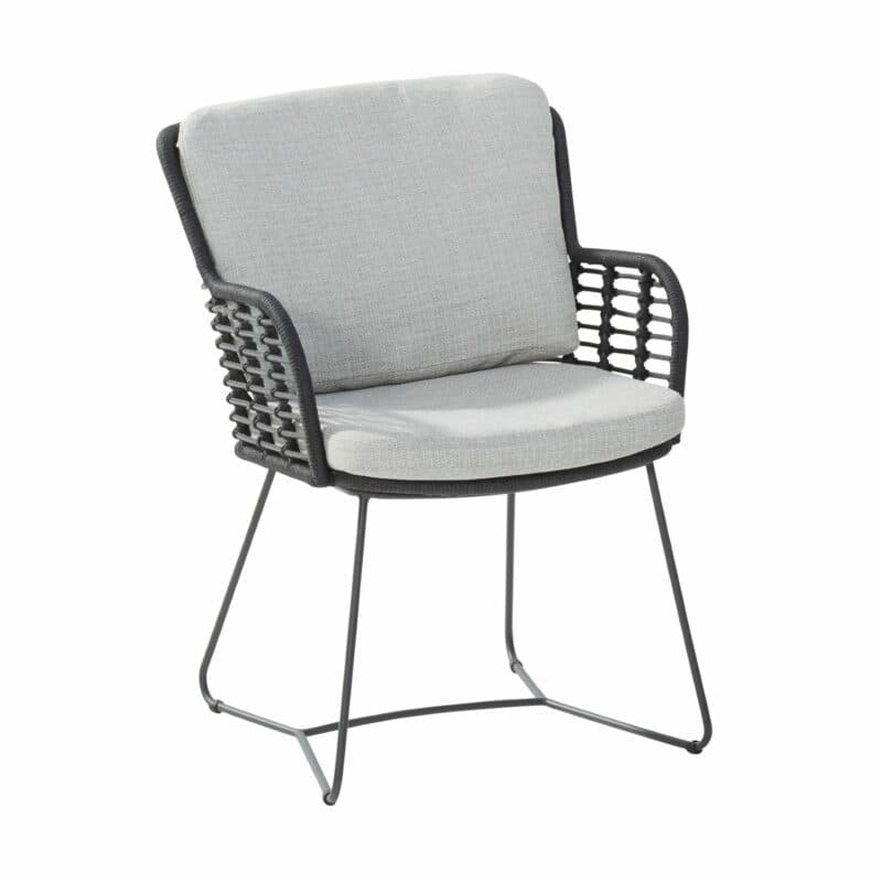 4Seasons Outdoor "Fabrice" Diningsessel, Gestell Aluminium anthrazit, Sitzfläche Rope anthrazit, Kissen Olefin grau