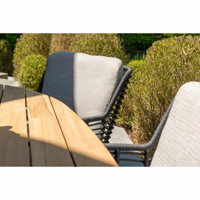 4Seasons Outdoor "Fabrice" Diningsessel, Gestell Aluminium anthrazit, Sitzfläche Rope anthrazit, Kissen Olefin grau