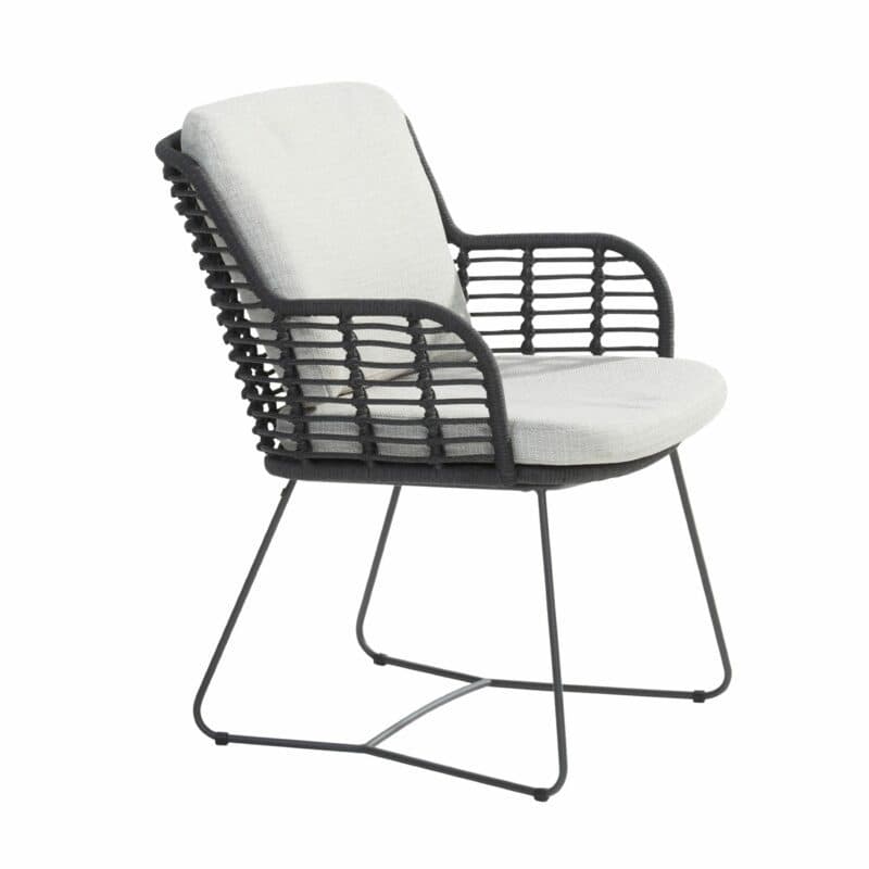4Seasons Outdoor "Fabrice" Diningsessel, Gestell Aluminium anthrazit, Sitzfläche Rope anthrazit, Kissen Olefin grau