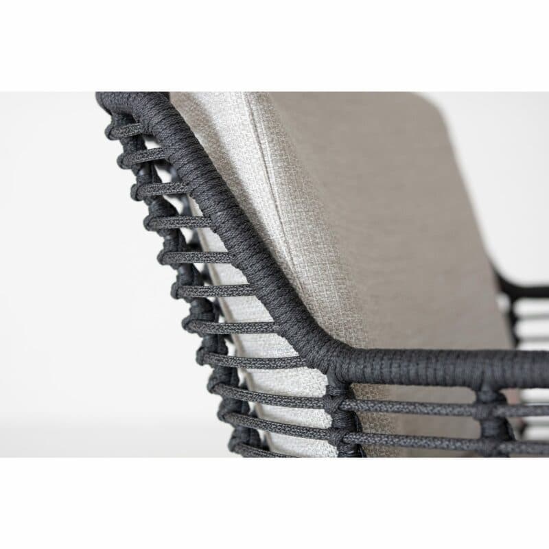 4Seasons Outdoor "Fabrice" Diningsessel, Gestell Aluminium anthrazit, Sitzfläche Rope anthrazit, Kissen Olefin grau, Detail