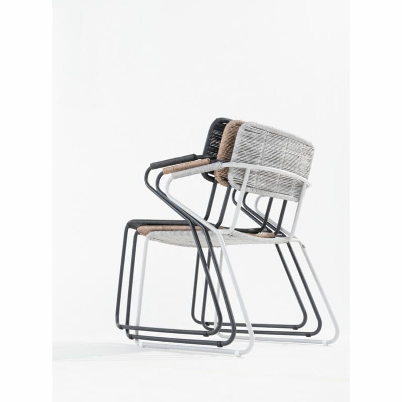 4Seasons Outdoor "Swing" Stapelstuhl, Edelstahl anthrazit, Bespannung Rope