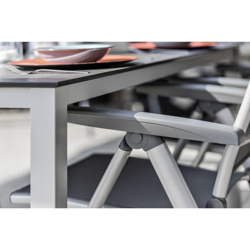 Kettler "Cirrus" Silver-Line Multipositionssessel, Gestell Aluminium silber, Sitz Textilgewebe anthrazit-grau, Armlehnen Kunststoff