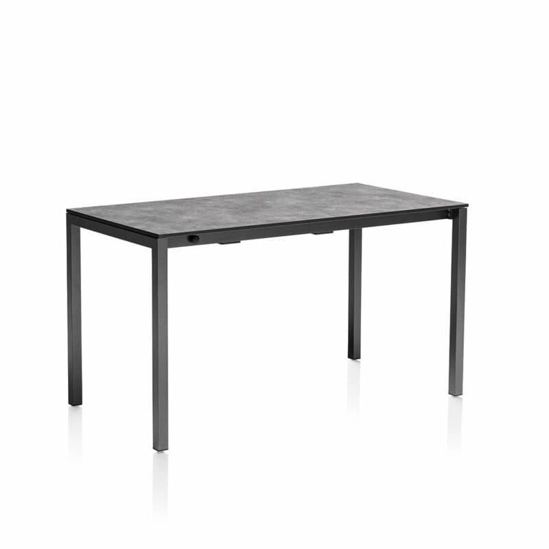 Kettler “Cubic“ Ausziehtisch mit Einlegeplatten, Gestell Aluminium anthrazit, Tischplatte HPL anthrazit, 140/175/210x70 cm, Länge 140 cm