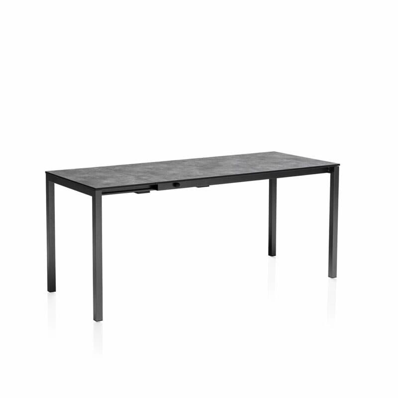 Kettler “Cubic“ Ausziehtisch mit Einlegeplatten, Gestell Aluminium anthrazit, Tischplatte HPL anthrazit, 140/175/210x70 cm, Länge 175 cm