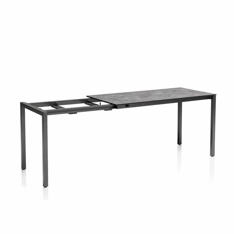 Kettler “Cubic“ Ausziehtisch mit Einlegeplatten, Gestell Aluminium anthrazit, Tischplatte HPL anthrazit, 140/175/210x70 cm