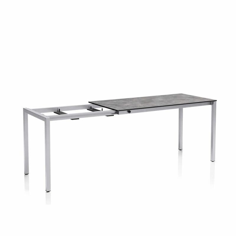 Kettler “Cubic“ Ausziehtisch mit Einlegeplatten, Gestell Aluminium silber, Tischplatte HPL anthrazit, 140/175/210x70 cm