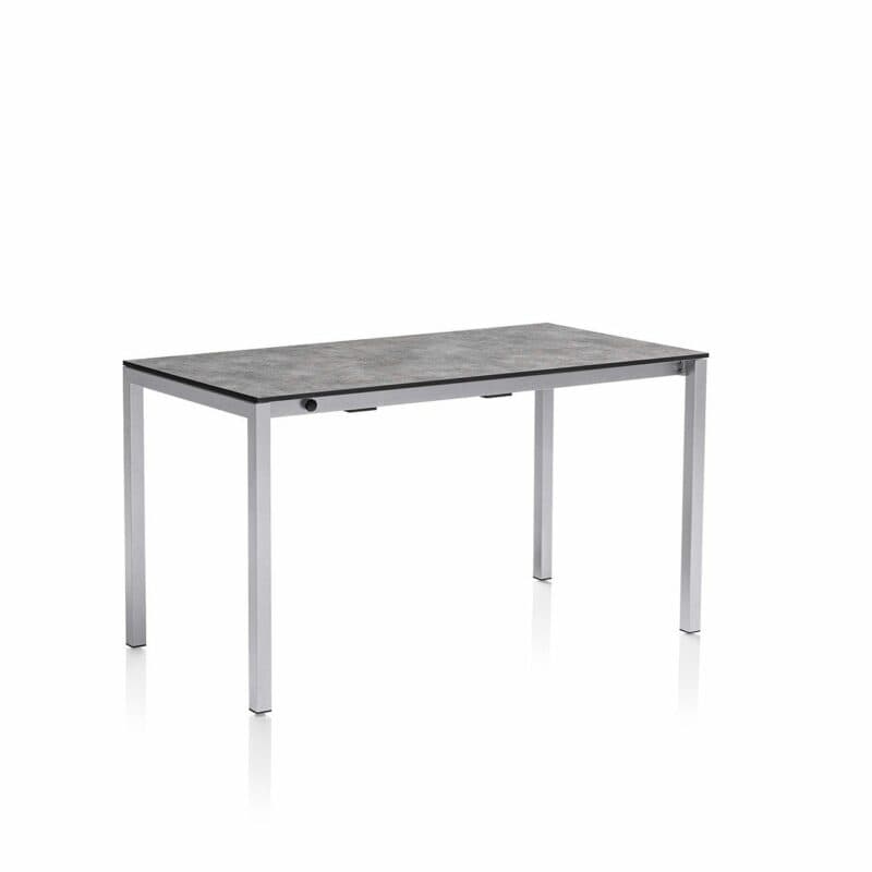 Kettler “Cubic“ Ausziehtisch mit Einlegeplatten, Gestell Aluminium silber, Tischplatte HPL anthrazit, 140/175/210x70 cm, Länge 140 cm