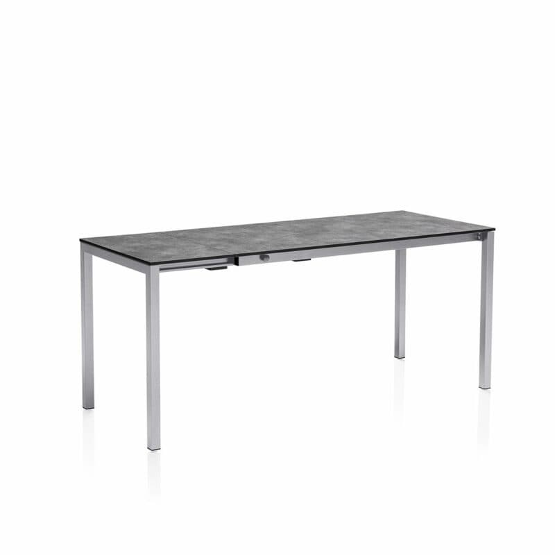 Kettler “Cubic“ Ausziehtisch mit Einlegeplatten, Gestell Aluminium silber, Tischplatte HPL anthrazit, 140/175/210x70 cm, Länge 175 cm