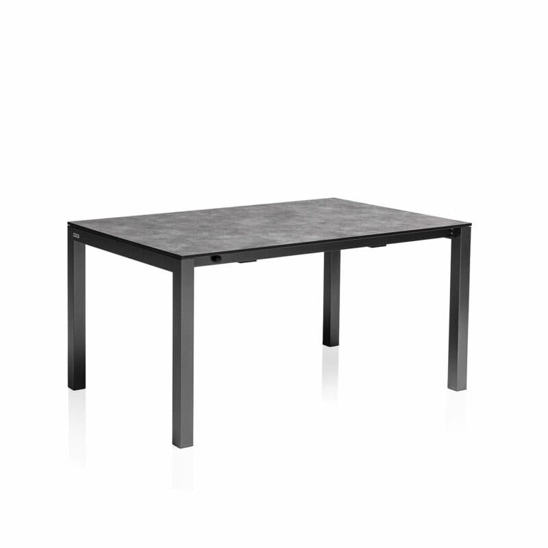 Kettler “Cubic“ Ausziehtisch mit Einlegeplatte, Gestell Aluminium anthrazit, Tischplatte HPL anthrazit, 150/210x95 cm, Länge 150 cm