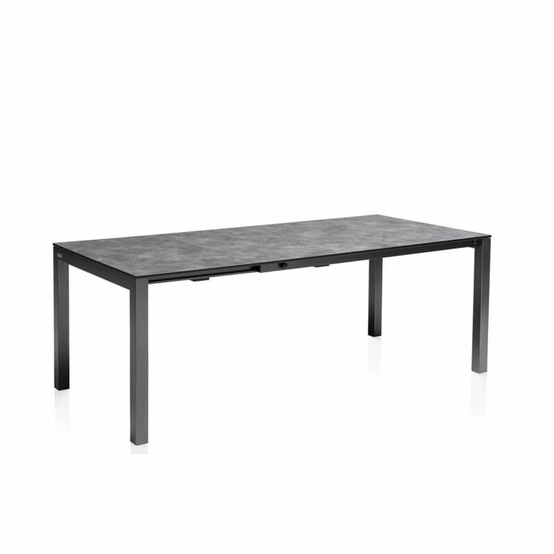 Kettler “Cubic“ Ausziehtisch mit Einlegeplatte, Gestell Aluminium anthrazit, Tischplatte HPL anthrazit, 150/210x95 cm, Länge 210 cm