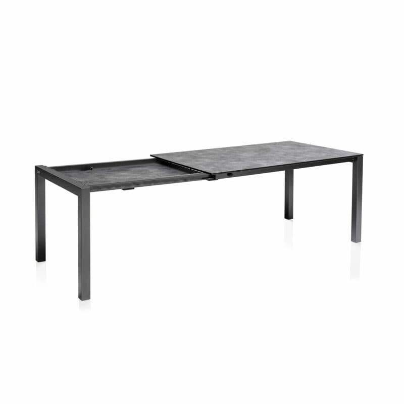 Kettler “Cubic“ Ausziehtisch mit Einlegeplatte, Gestell Aluminium anthrazit, Tischplatte HPL anthrazit, 150/210x95 cm