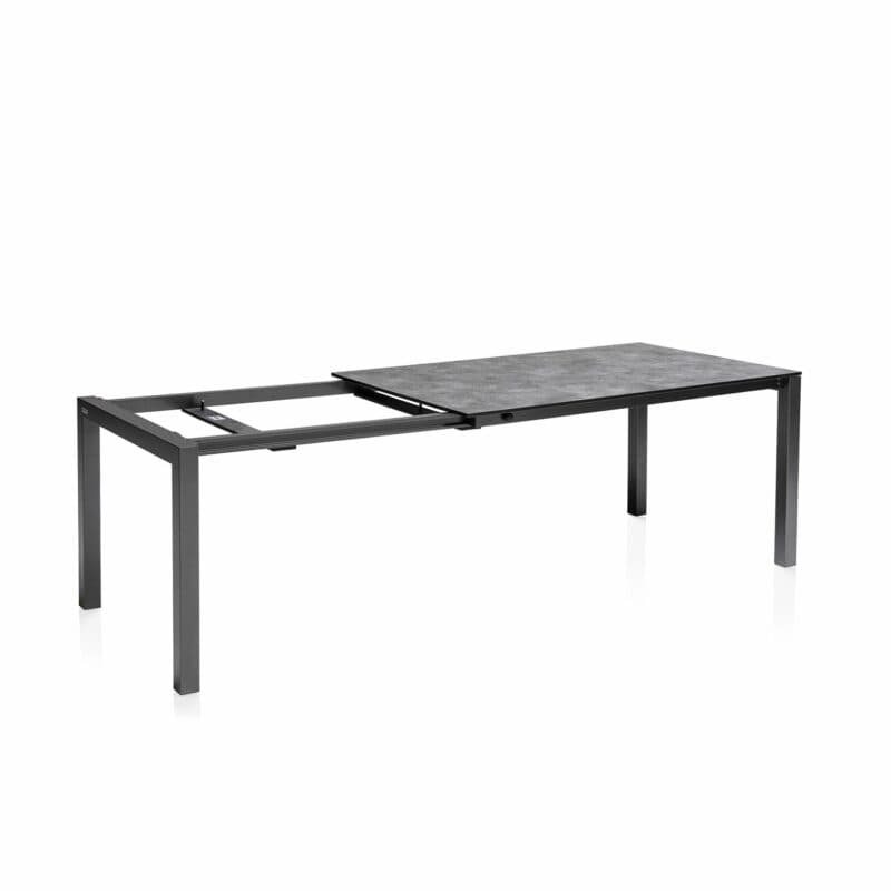 Kettler “Cubic“ Ausziehtisch mit Einlegeplatte, Gestell Aluminium anthrazit, Tischplatte HPL anthrazit, 150/210x95 cm
